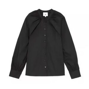 G. LABEL BY GOOP Beatriz Puff-Sleeve Cotton Button-Up in Black NWT Size 4